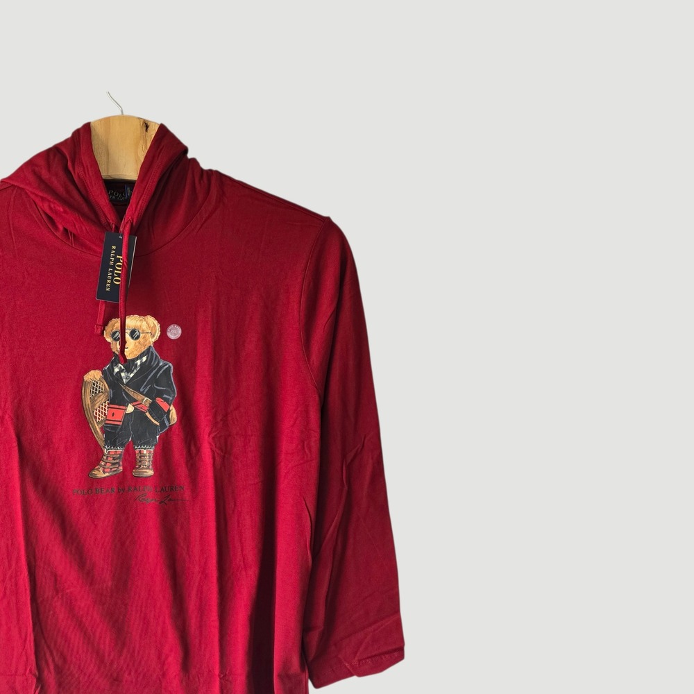 Polo Ralph Lauren Mens XXL Red Polo Bear Graphic Hoodie New With Tags